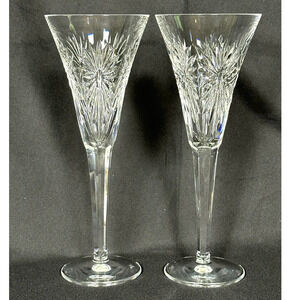 Waterford Millennium Health Vintage Champagne Toasting Flutes 9.25" SET of 2